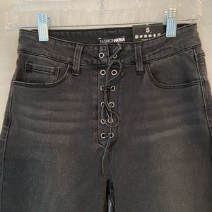 Fashion Nova lace up jeans